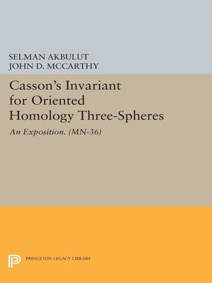 cover image of Casson's Invariant for Oriented Homology Three-Spheres